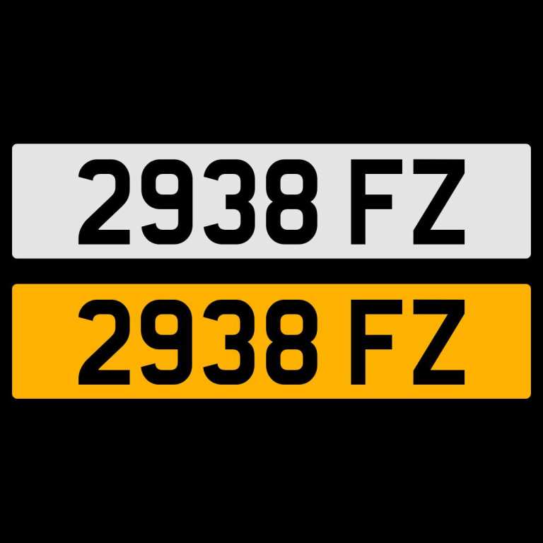 2938 FZ NUMBER PLATE NUMBERPLATE REGISTRATION CHERISHED DATELESS NORTHERN IRISH NI