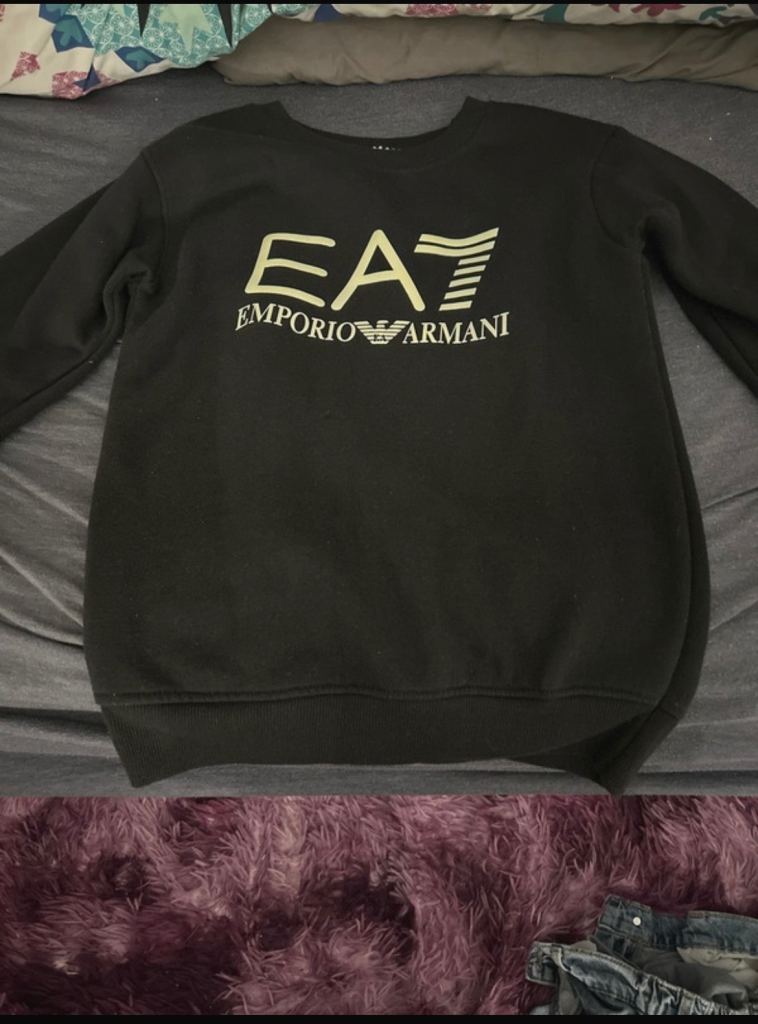 Emporio Armani EA7 Black Sweatshirt - Size S, Good Condition