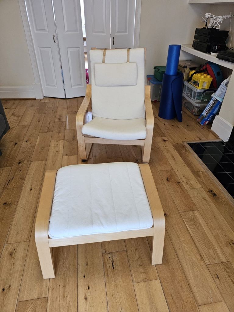 Ikea poang armchair and stool