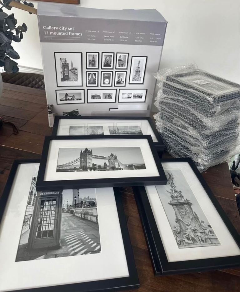 John Lewis Gallery London City Black Mounted 19 frames various sizes