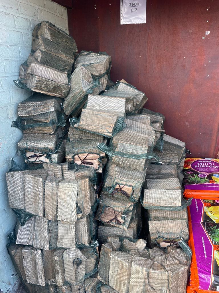 Netted hard wood logs