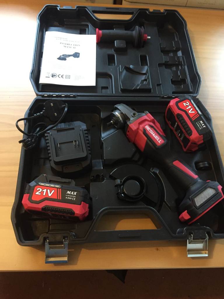 Beswell Cordless Angle Grinder - new in case with charger and batteries