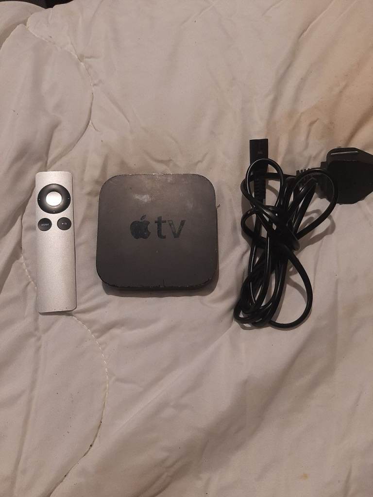 Apple TV Box with Remote and Power Cable – Good Condition