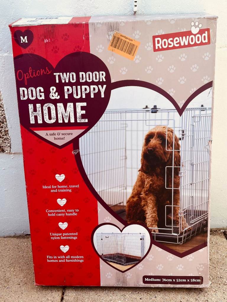 Rosewood - Two Door Crate for Dogs & Puppies - Medium Size: L 76cm x W 52cm x D58cm