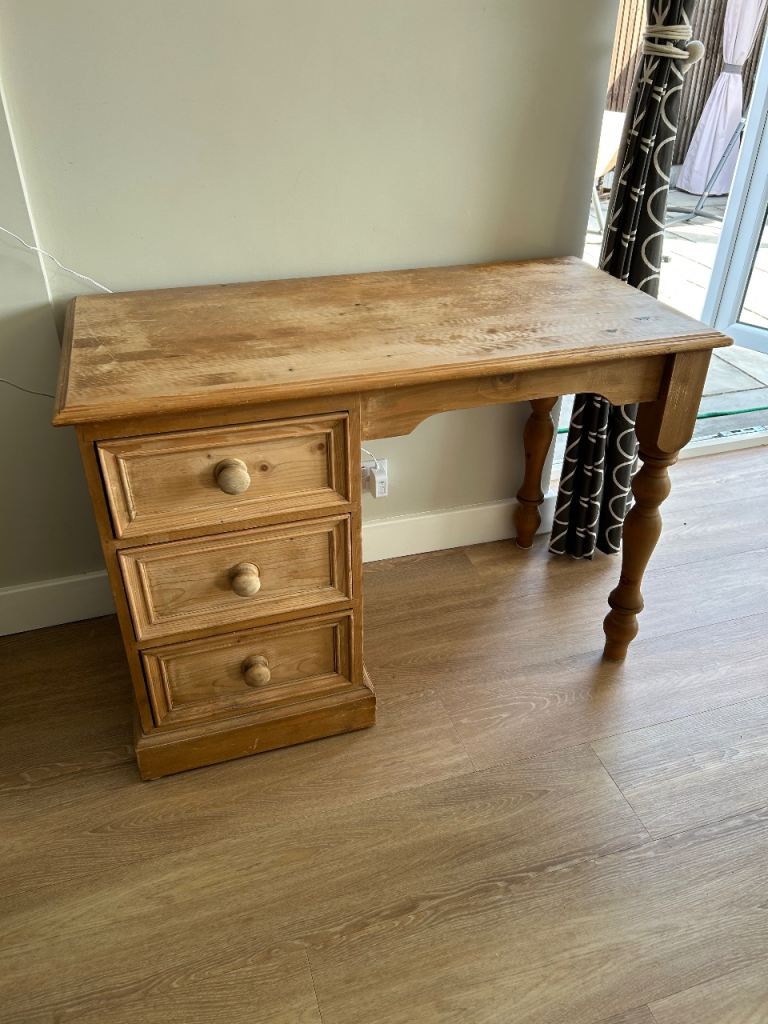 Pine Wooden Desk with Drawers – Fair Condition
