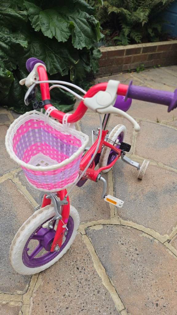 Girls Sweetie Kids Bike 12" Wheel Pink Purple - Ideal First Bicycle Age 3-5