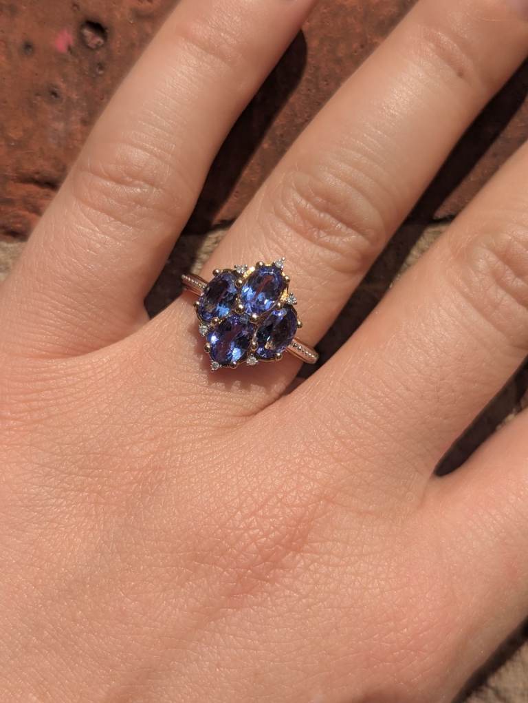 2.1ct Tanzanite and Diamond 9ct gold ring
