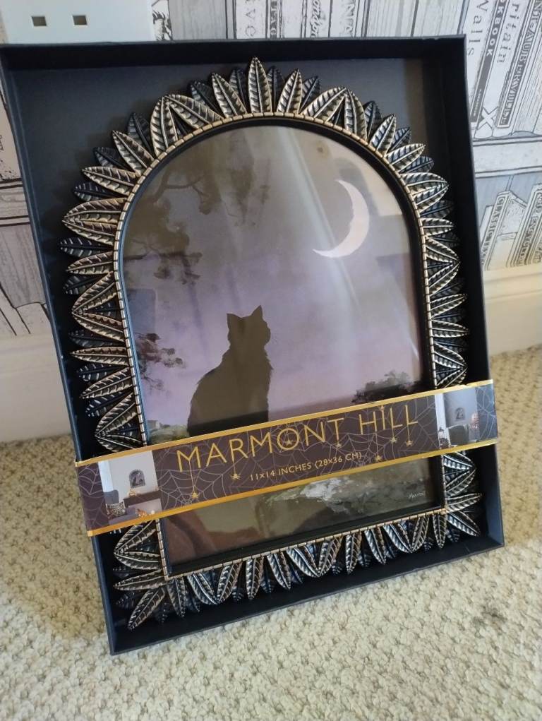 New -  Marmont Hill Halloween black cat in the moonlight Framed art print