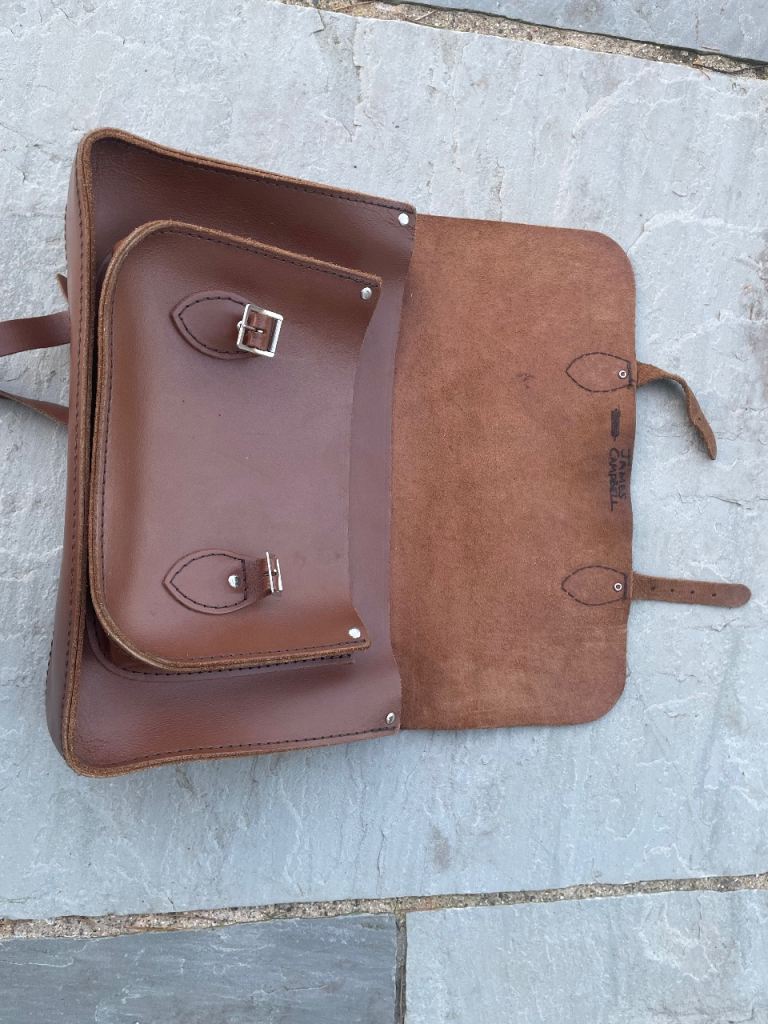 Brown leather school satchels 