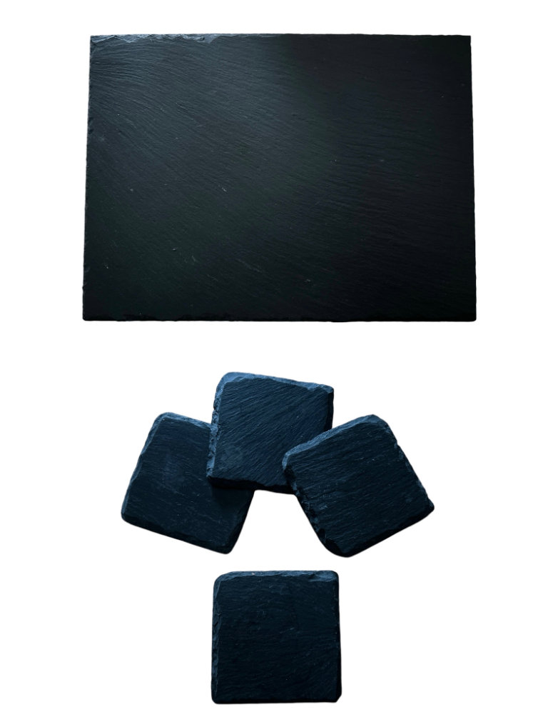 x4 Slate Placemats & x4 Coasters Dining Tableware Set Natural Drinking Table Place Mats