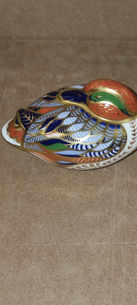 Retired Royal Crown Derby Teal Duck Paperweight