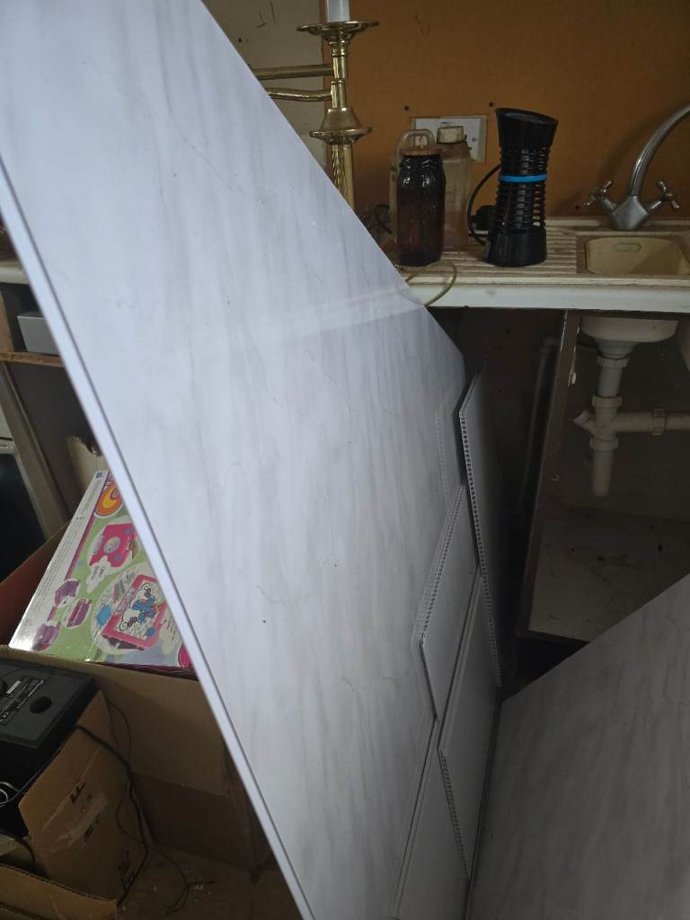 New wall panel light marble grey shower water proof 2400 1000 10mm 3 showerwall interior chrome trim