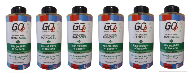 6 X GO2 Hand Sanitiser Gels Antibacterial ALCOHOL FREE 1 Litre each COLLECTION STOCKTON-ON-TEES TS19