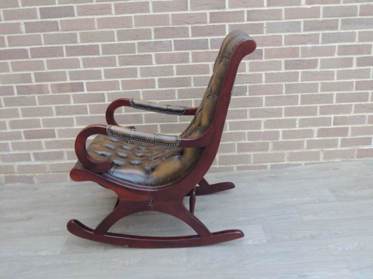 Whiskey Brown Chesterfield Rocking Chair (UK Delivery)