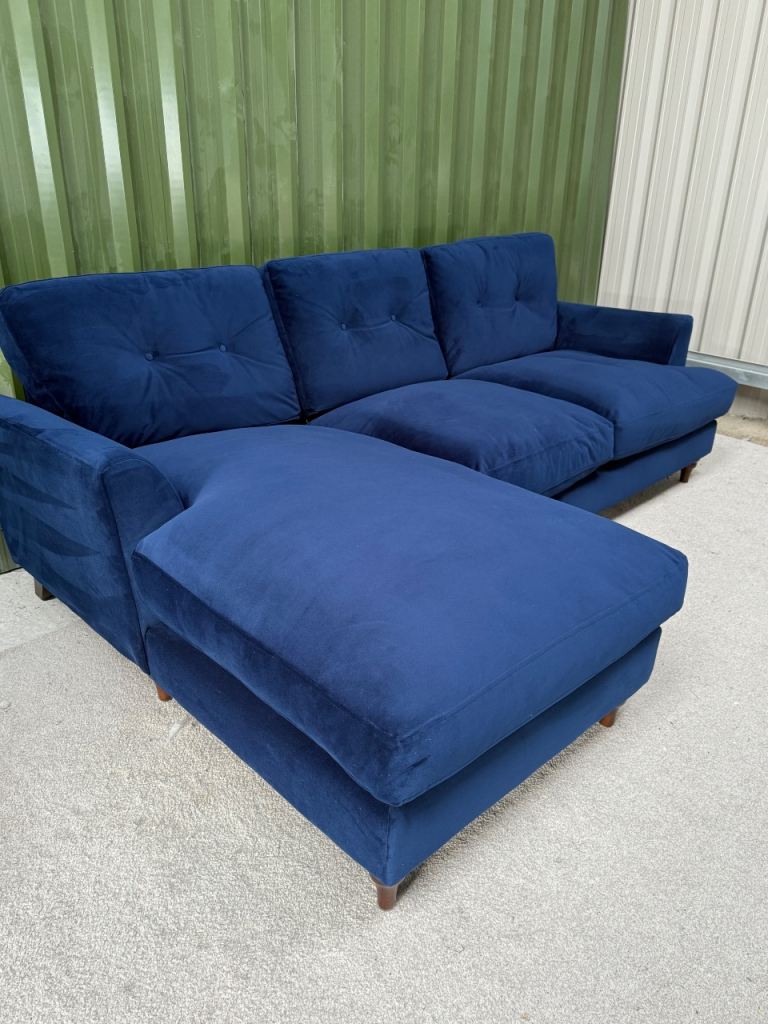 Ex display Dfs joules patterdale royal blue l shape sofa 