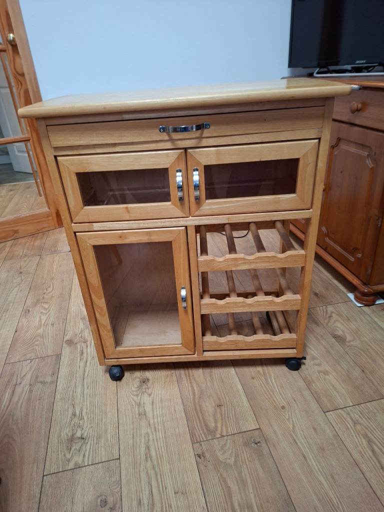 Mobile Functional Serving Cart with Wine Rack