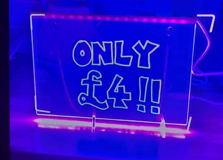 LED Light Up Sign "ONLY £4!!" - Clear Acrylic