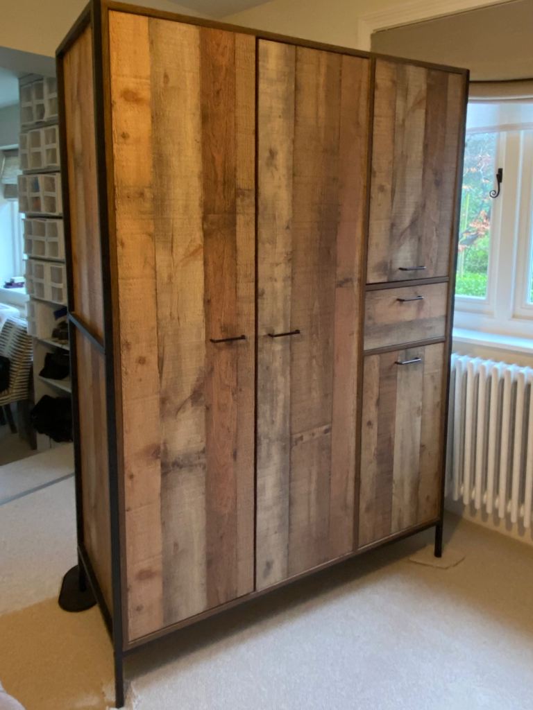 Birlea wardrobe and bedside table rustic/industrial