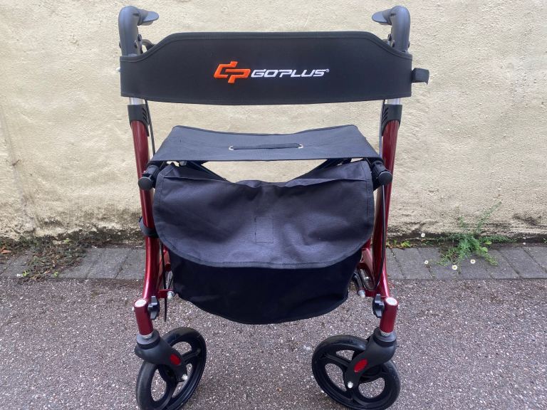 Height Adjustable Rollator Walker Foldable Rolling Walker with Seat Lightweight 