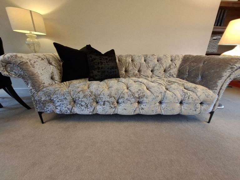 Grey/champagne chesterfield 3 seater sofa couch
