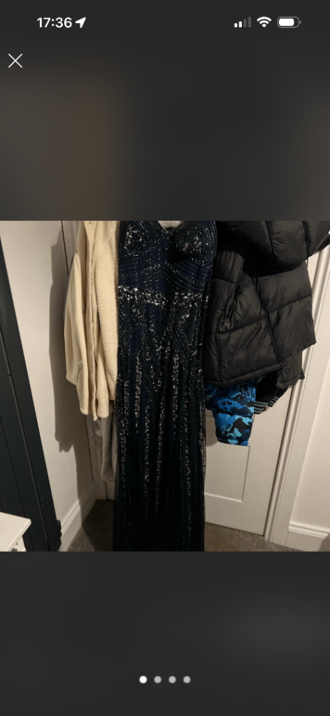 Beautiful Navy & Silver Sequin Prom Dress – David’s Bridal – £150 ONO