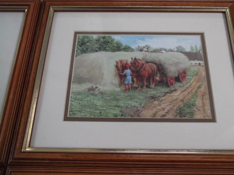 5 Framed Pictures Prints of Country Farming Scenes of Horses by Joe Godderidge
