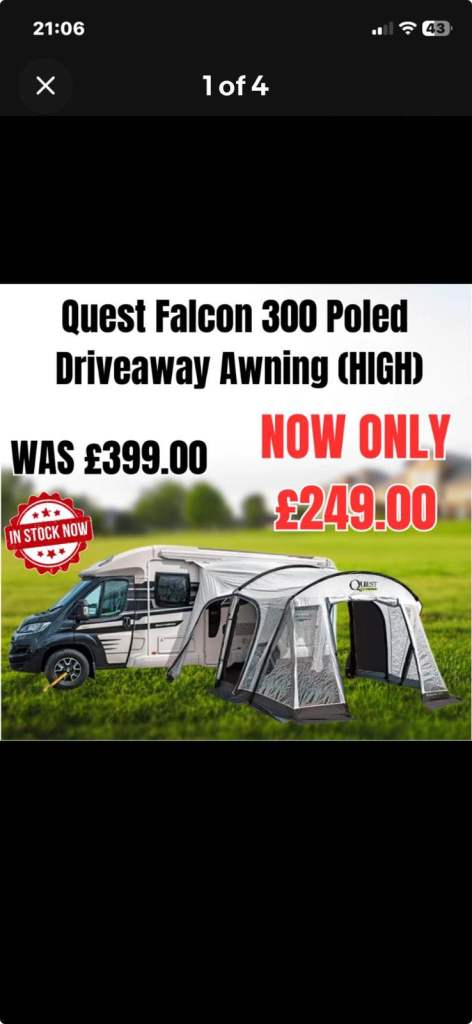 Motorhome/caravan pole awning