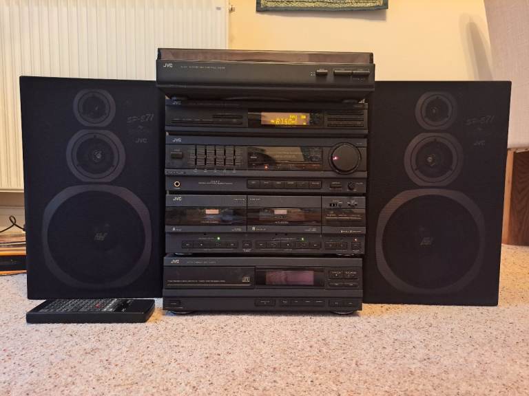 JVC Hi-Fi Stereo System with Turntable, CD Player, and Speakers