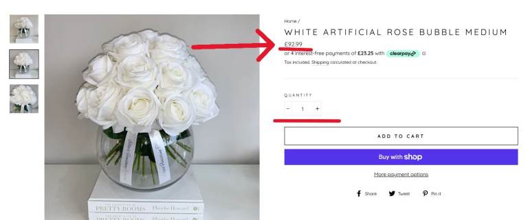 Glass Bowl Vase With a Dome of Beautiful Artificial Silk White Roses