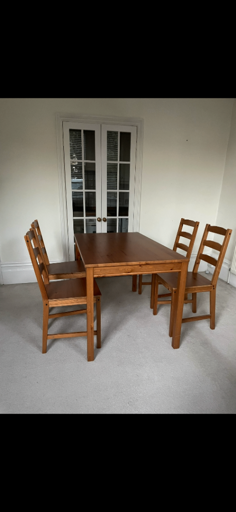 Dining Table & 4 Chairs Set in Antique Oak stain finish IKEA JOKKMOKK 