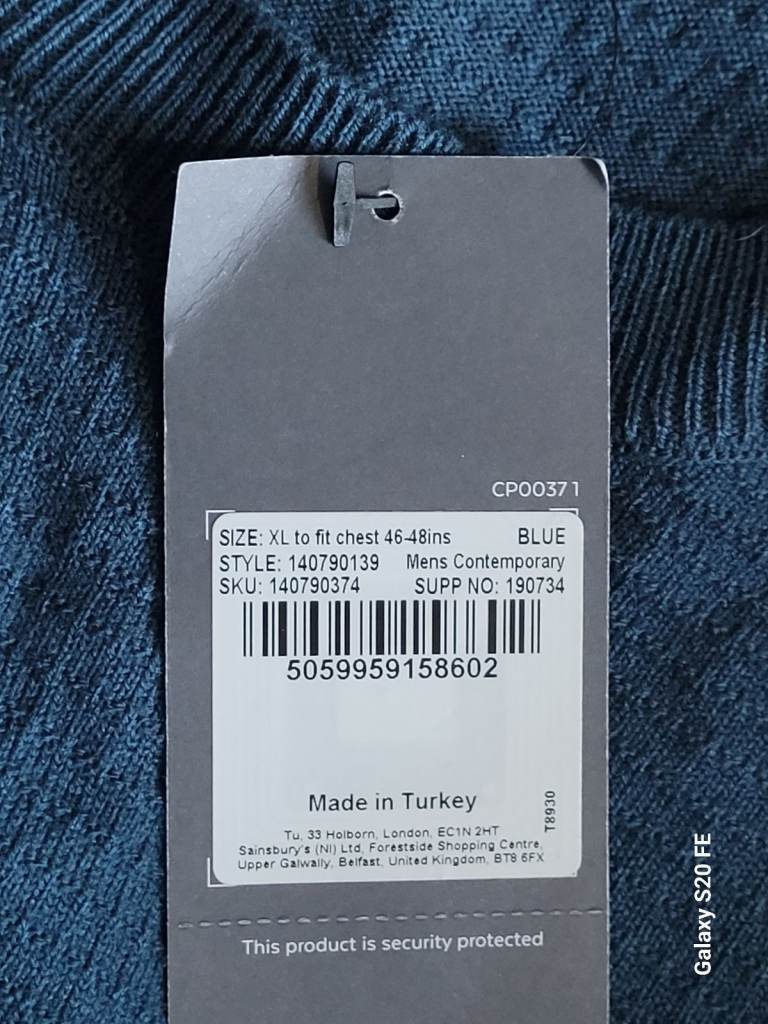  NEW Tu Man XL Blue Contemporary Knit Jumper Sweater | 