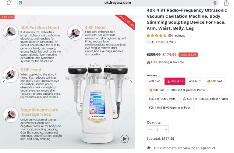 4 in 1 radio frequency ultrasonic vacuum cavitation machine