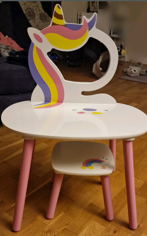Kids unicorn dressing table with stool