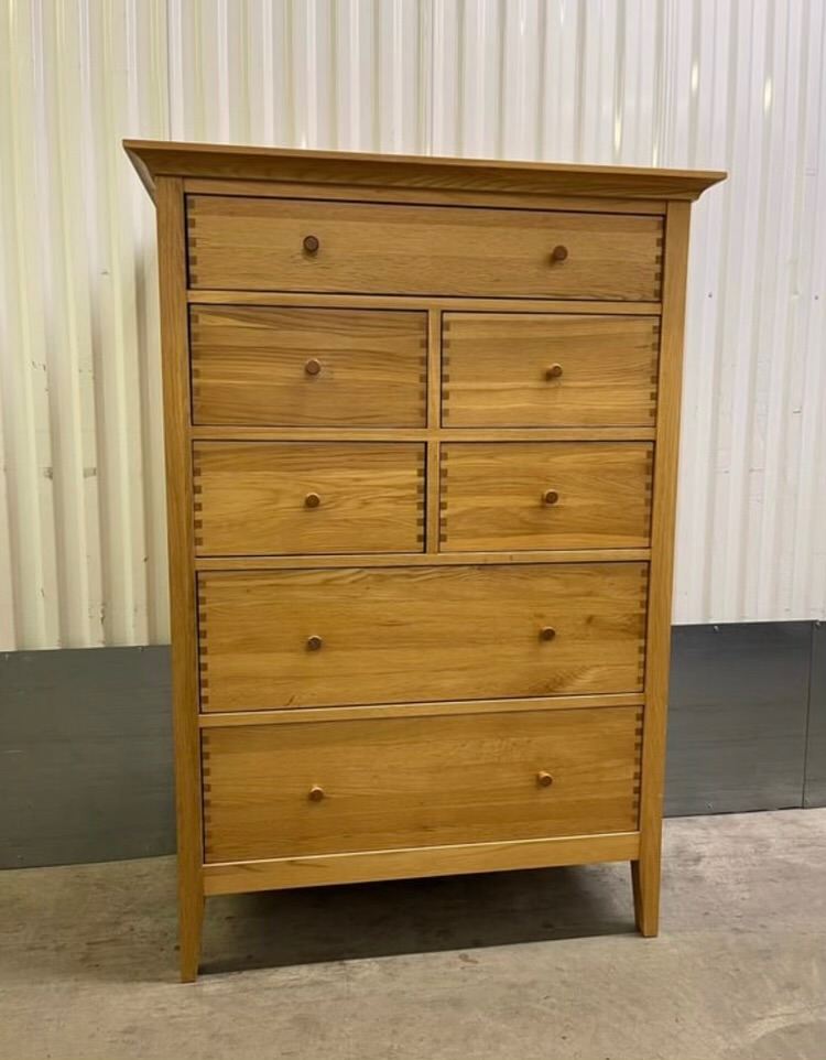 A beautiful John Lewis solid oak chest of drawers, in excellent condition, have two matching