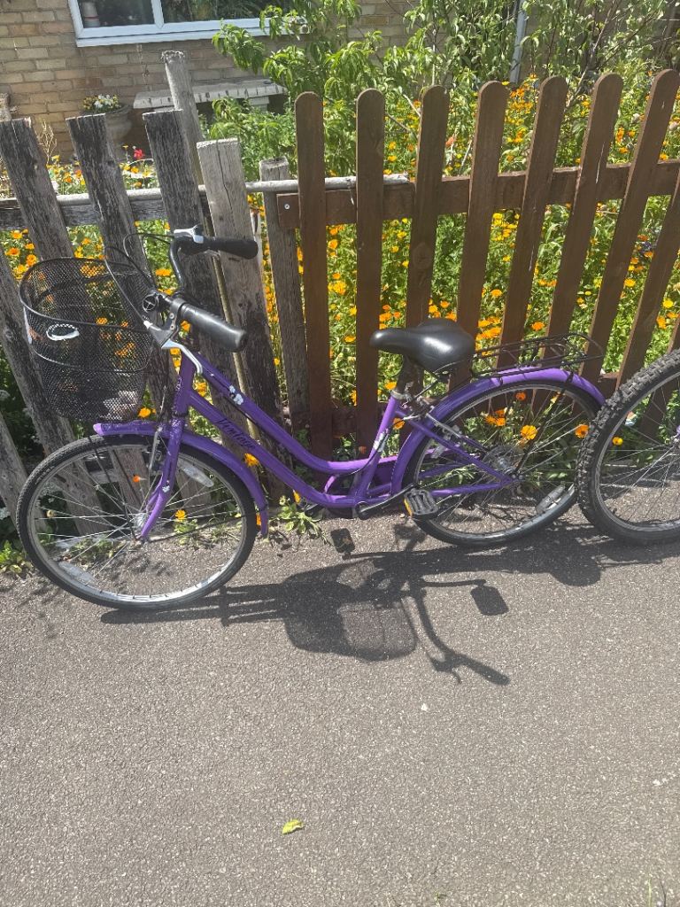 Purple City Bike with Basket – fair condition