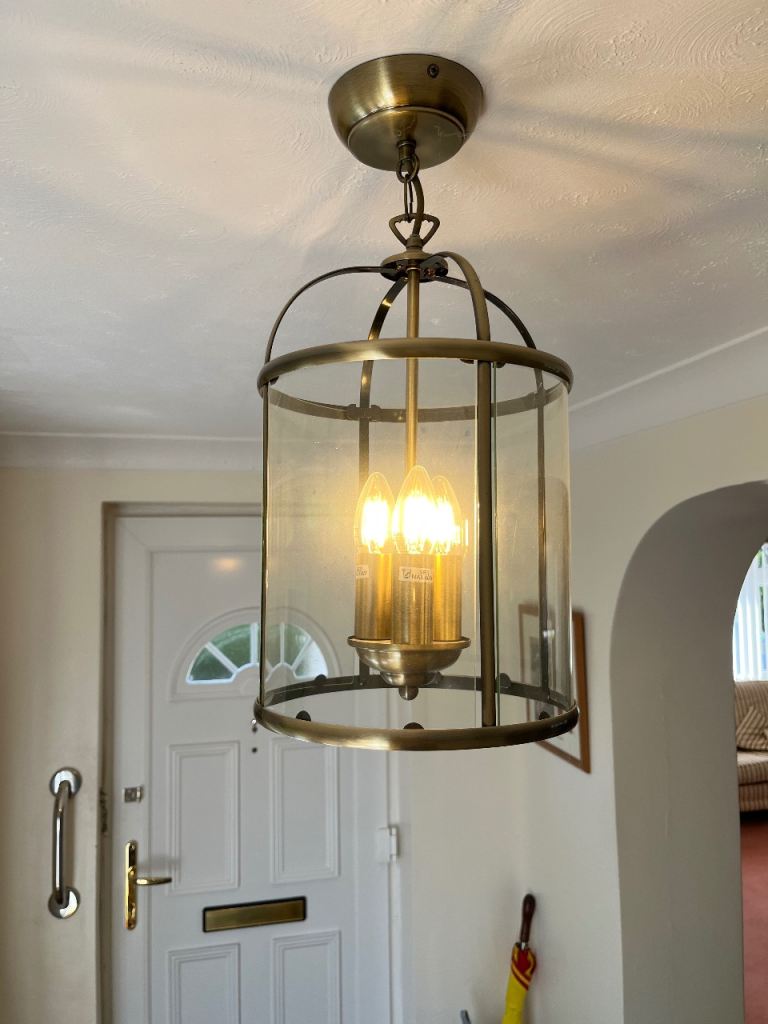Antique Brass Effect & Glass Ceiling Light