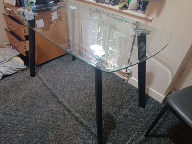 image for Stylish 5-Piece Dining Set – Glass Table + Cushioned Chairs