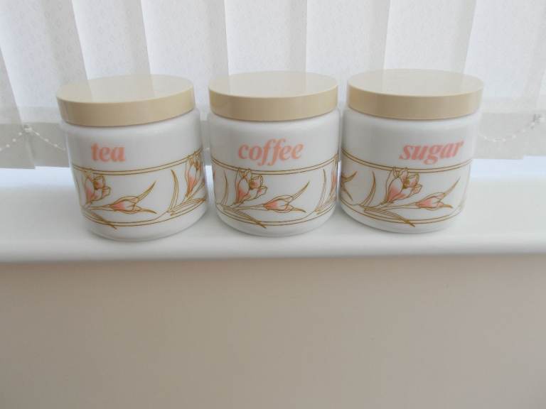 Vintage Tea, Coffee, Sugar Canister Set