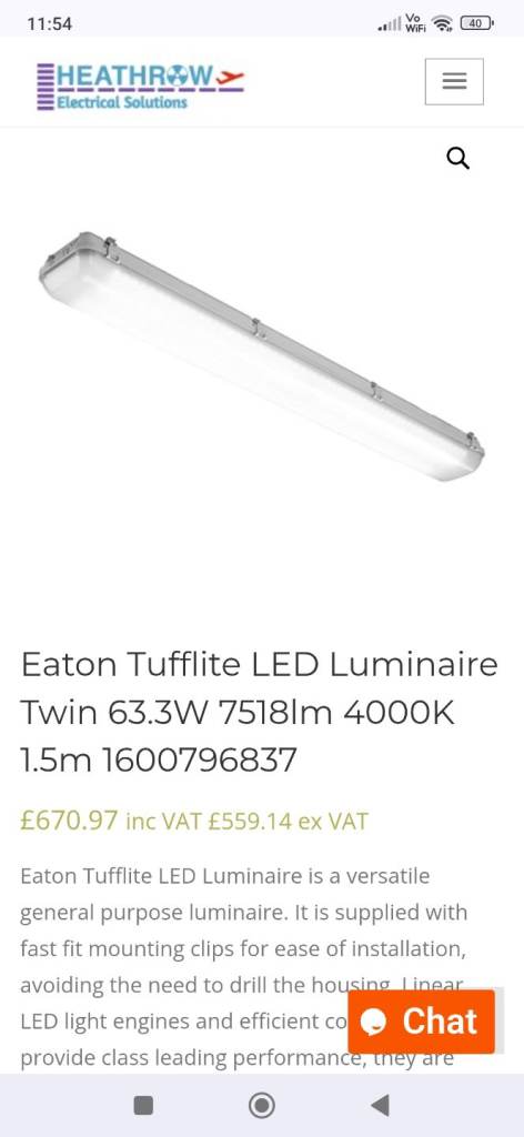 8 X Eaton tufflite luminaire 