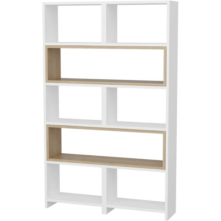 Poyraz 5 Tier White Sapphire Oak Bookshelf