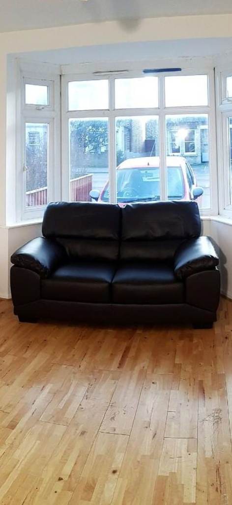 Faux leather dark brown 2 seater sofa