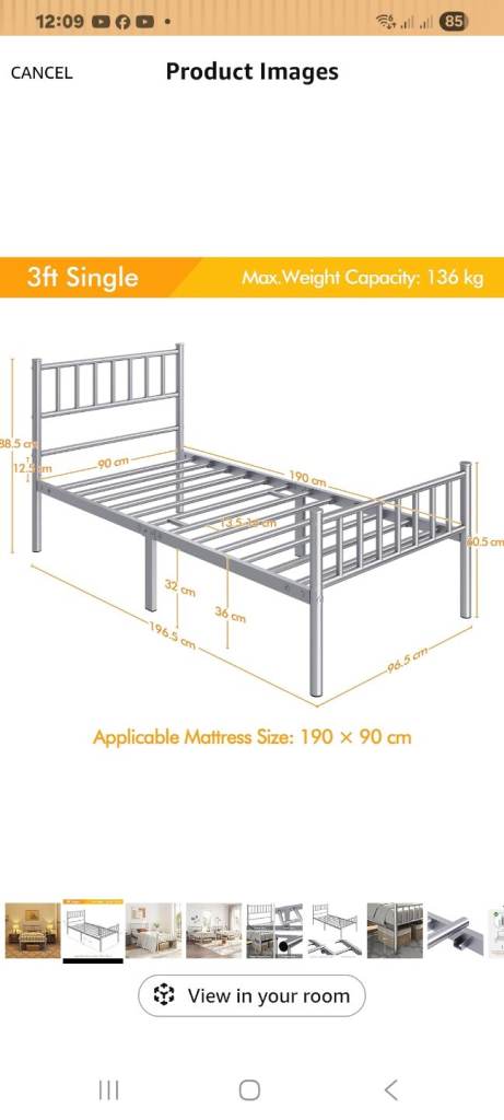 Metal Single Bedframe