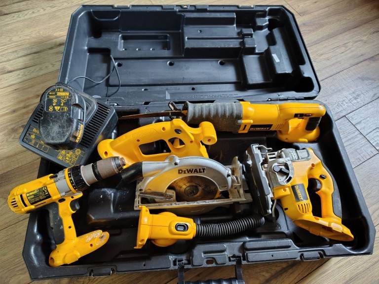 DeWalt Power Tool Set with Drill, Saw, and Jigsaw in Carry Case