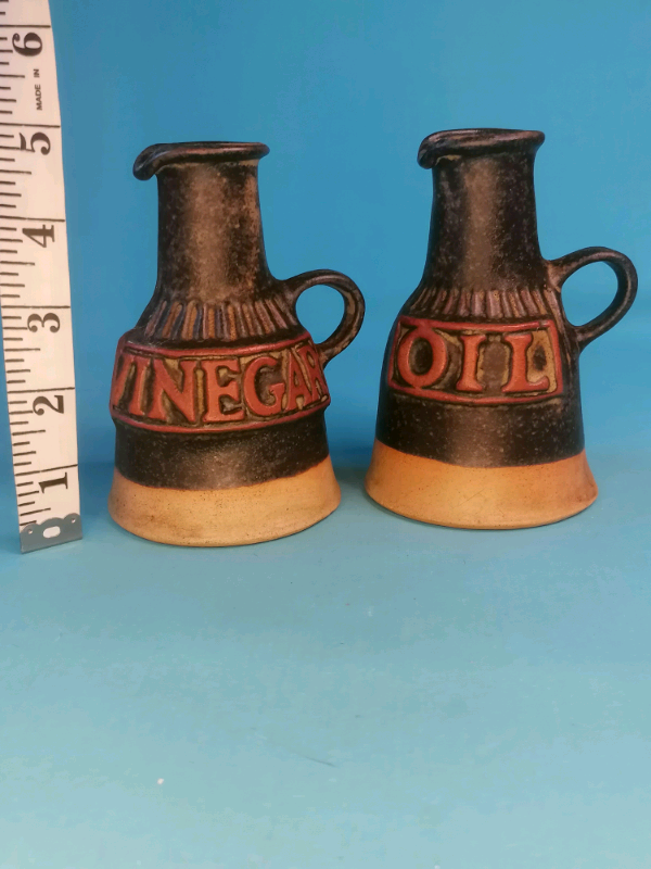Mid Century Tremar Pottery Stoneware Cornish Oil & Vinegar Set. 