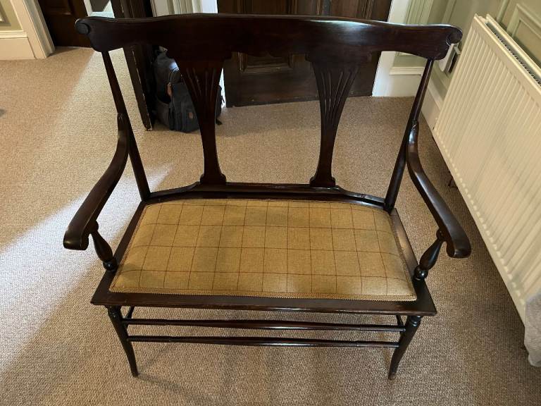 **Open to sensible offers; ignore stated price** Antique Edwardian Mahogany Double Chair-Back Settee
