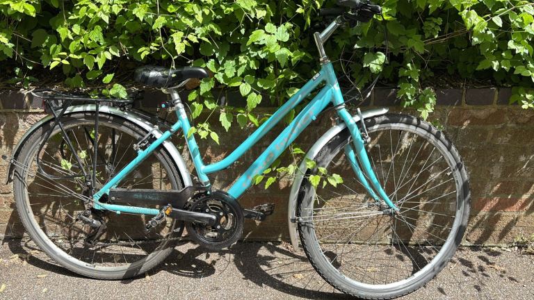 Ladies push Bike