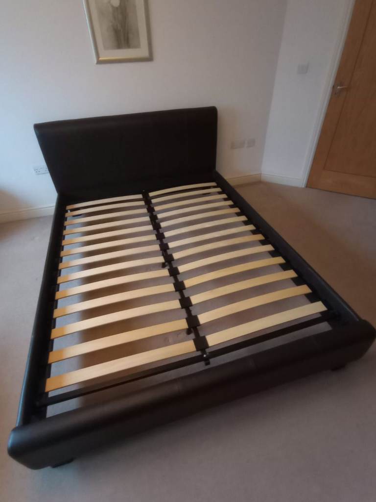 5ft King Size Bed Frame - Brown Faux Leather