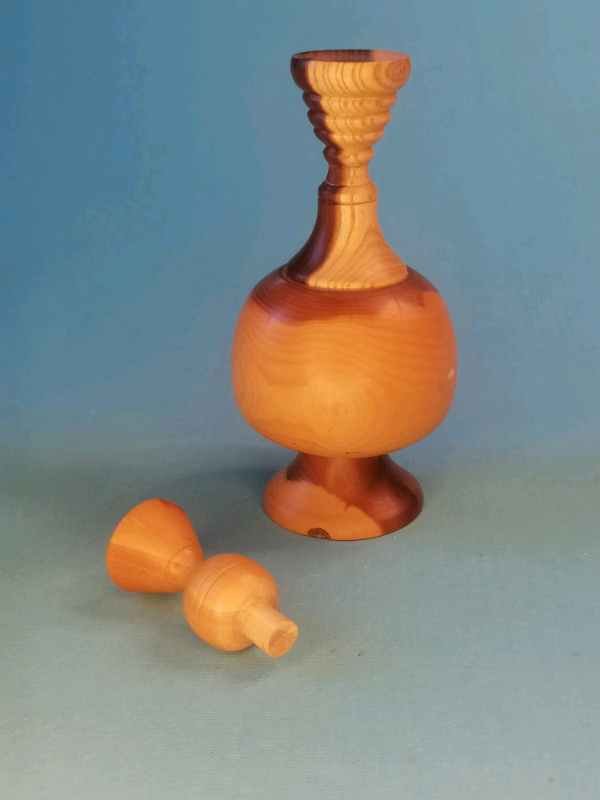 5,5 inch VINTAGE wood Perfume bottle. 
