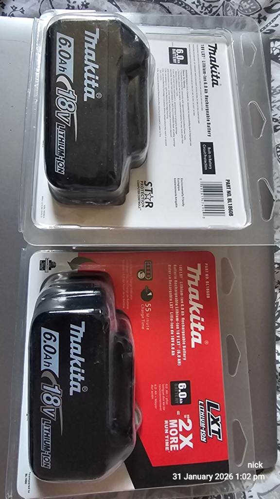 Makita 18v battery BL1860B  and 5Ah