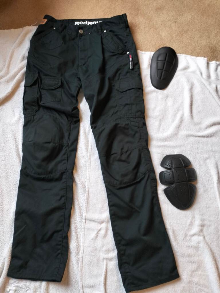 Red Route Ladies Cargo Jeans Motorcycle Armoured Black Kevlar 12 Regular Leg